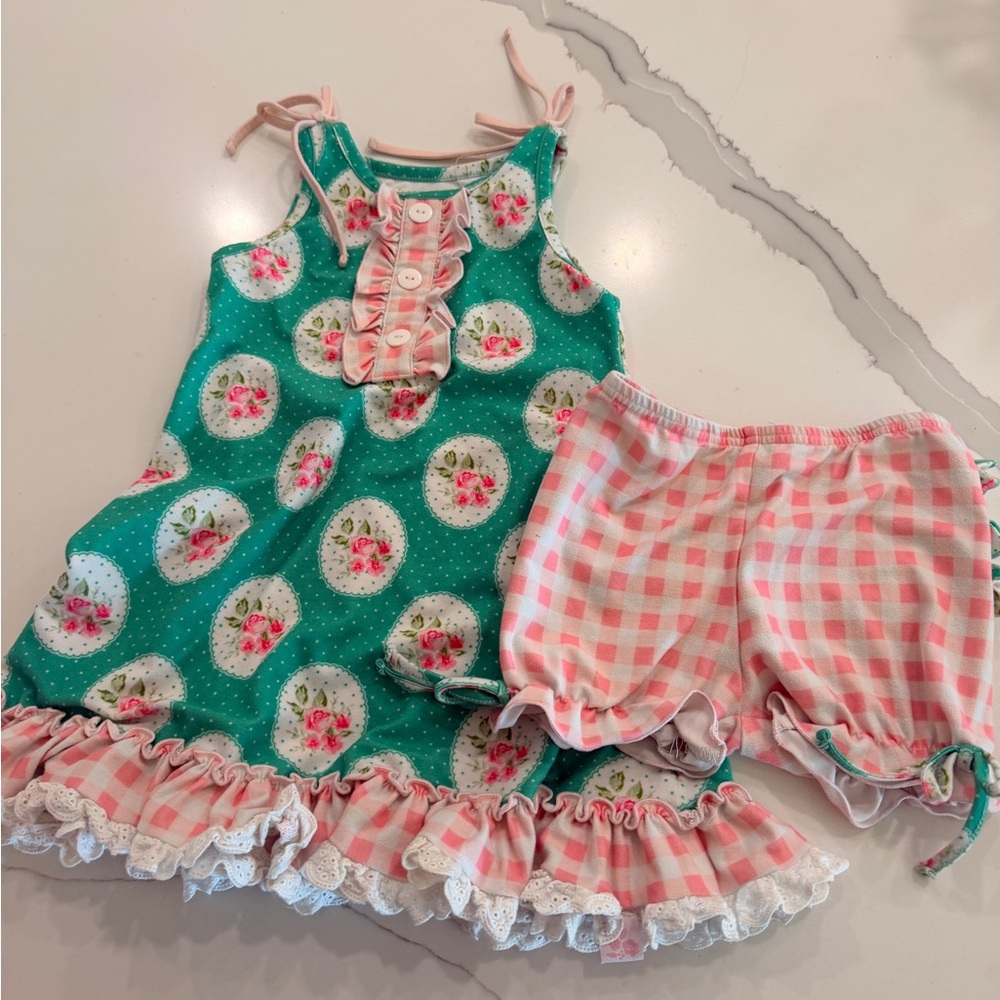 SweetHoney Teal and Pink Floral Baby Ensemble